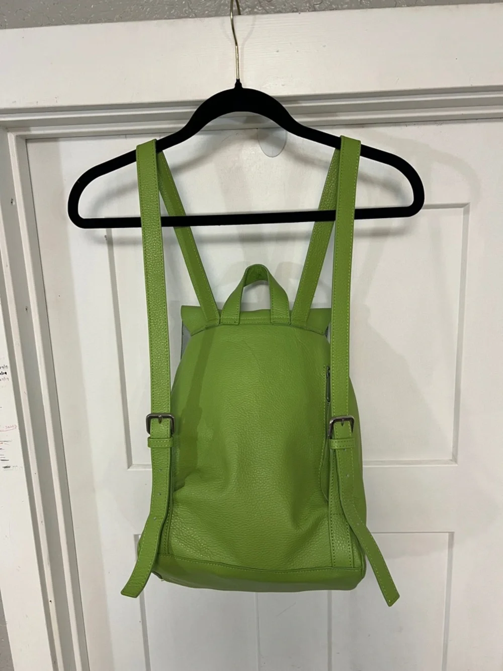PELLETTERIA VENETA ITALY GREEN PEBBLED LEATHER BACKPACK BAG
